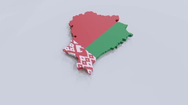 Χάρτης της Λευκορωσίας με σημαία Λευκορωσίας  - Πλάνα, βίντεο