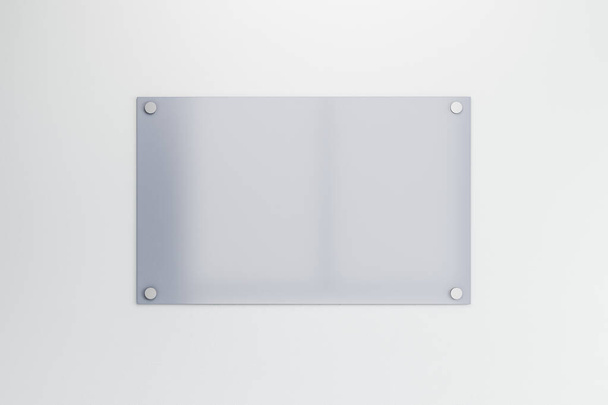 Blank metal glassy signboard.  Advertisement and retail concept. Mock up, 3D Rendering - Photo, image