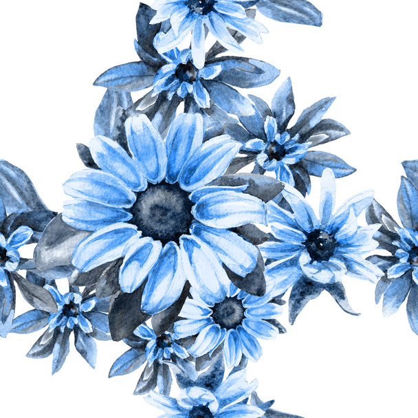 Aquarelle motif sans couture de fleurs rudbeckia. - Photo, image