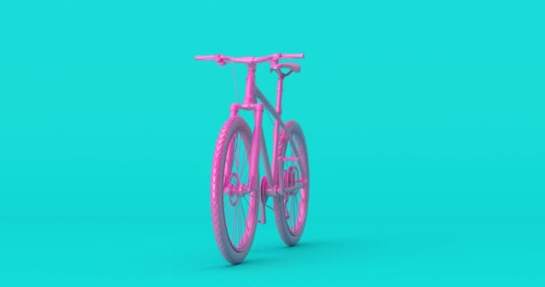 Vídeo de resolução 4k: Pink Sport Mountain Bike Mockup em Duotone Style Seamless Looped Girando em um fundo azul com alfa matte - Filmagem, Vídeo