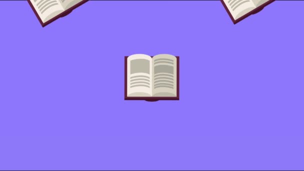 libro de texto abierto animación de patrones de biblioteca - Imágenes, Vídeo
