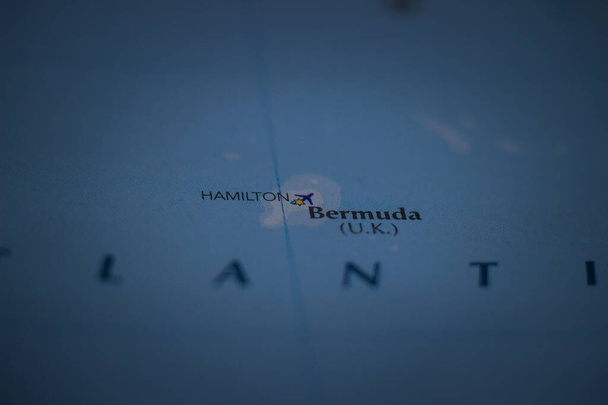Hamilton, a capital das Bermudas em um mapa geográfico - Foto, Imagem