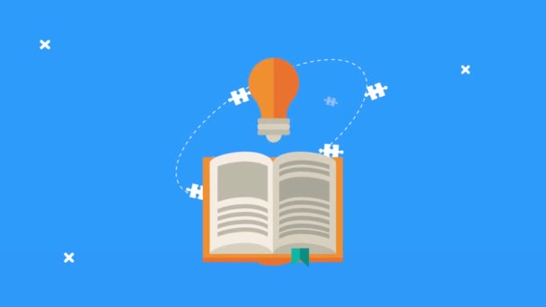 suministro de libros de texto con animación de aprendizaje de bulbos - Metraje, vídeo