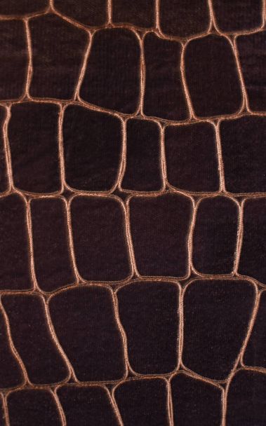 Colore marrone Pelle di coccodrillo Texture, primo piano. Leatherette. - Foto, immagini