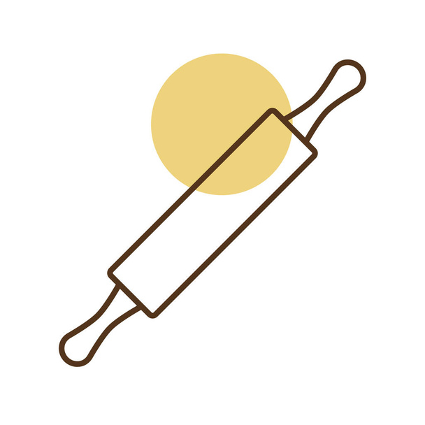 Wooden rolling pin plunger vector icon. Kitchen appliance. Graph symbol for cooking web site design, logo, app, UI - Vector, Image