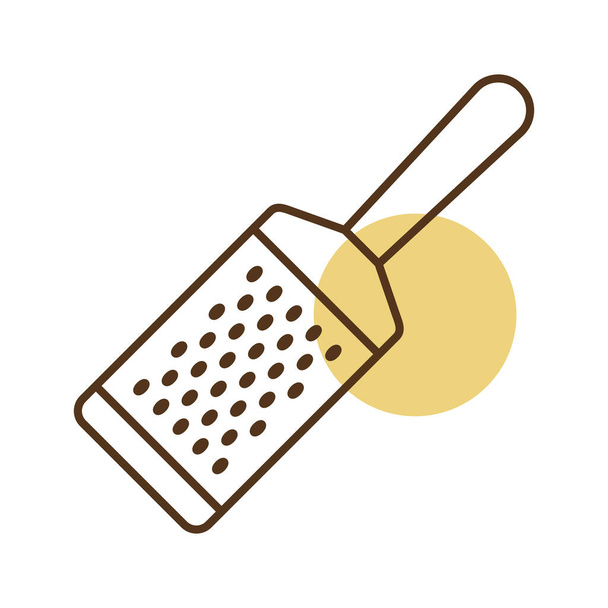 Kovová kuchyňská ruční bruska pro ikonu vektoru sýra. Kuchyňský spotřebič. Grafický symbol pro design, logo, aplikaci, uživatelské rozhraní - Vektor, obrázek