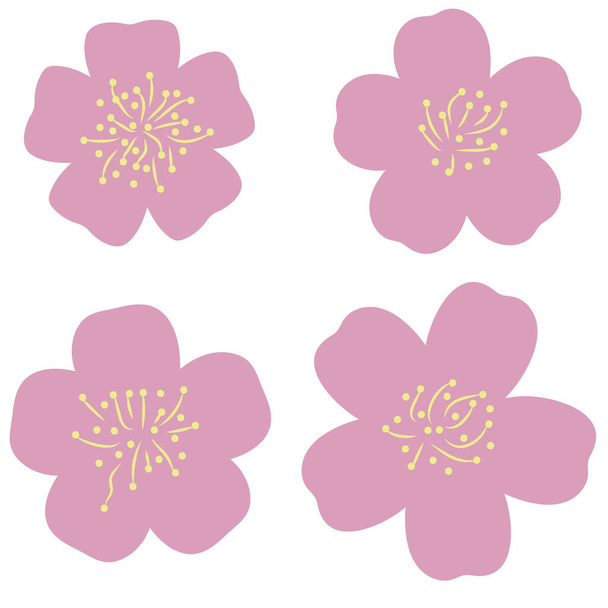 прості вишневі квіти Векторні ілюстрації
 - Вектор, зображення