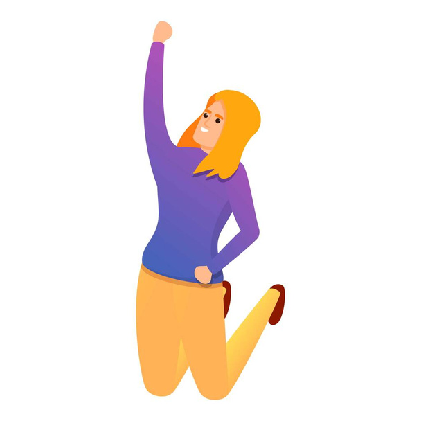 Happy jumping girl icon, cartoon style - ベクター画像