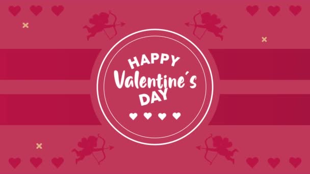 szczęśliwy Walentynki napisy w karty okrągłe ramki - Materiał filmowy, wideo
