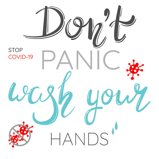 Vector abstract background. Lettering: don't panic, wash your hands! - Vektor, obrázek