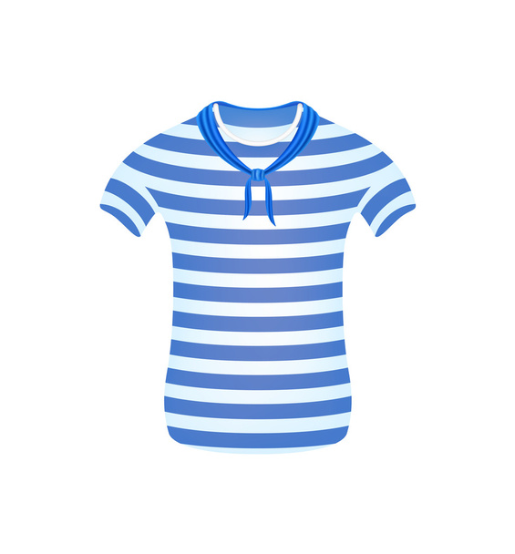 Striped sailor t-shirt with blue scarf - Vektör, Görsel