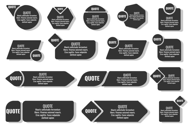 Quote frame notes.Layout for links and digital information.Set of blank quote frame templates. Text in brackets, quote blank speech bubbles, quote bubbles. Isolated template. Vector illustration. - Vector, Image