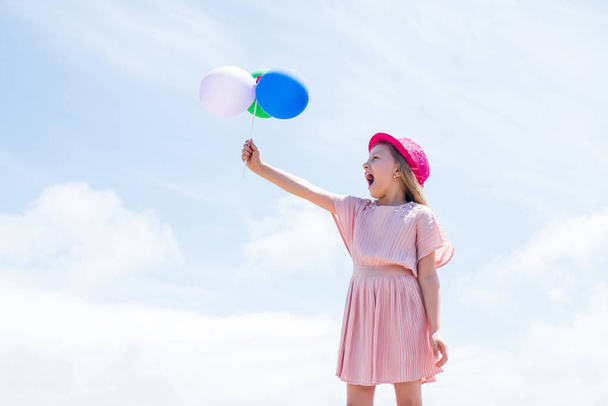 pretty teen girl with party balloons outdoor, birthday - Φωτογραφία, εικόνα