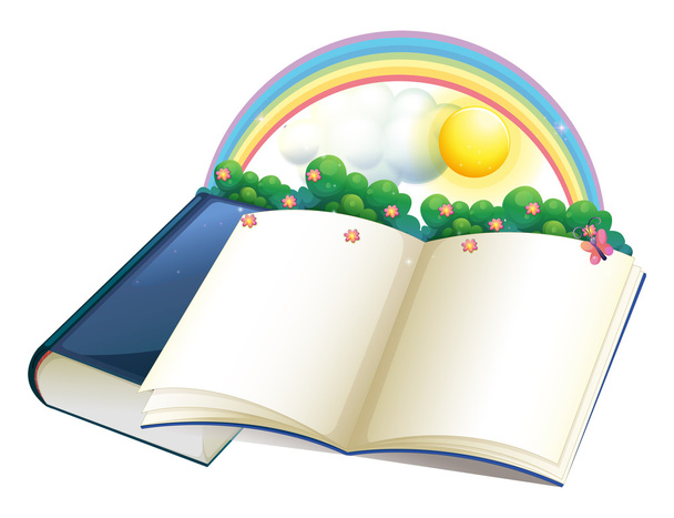 Книга сказок с радугой и растениями
 - Вектор,изображение