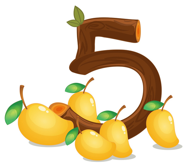 vijf mango 's - Vector, afbeelding