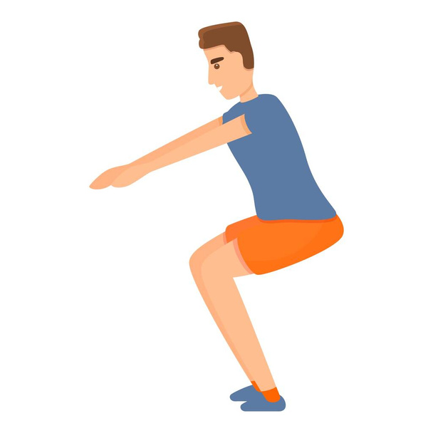 Gym boy squats icon, cartoon style - Vecteur, image