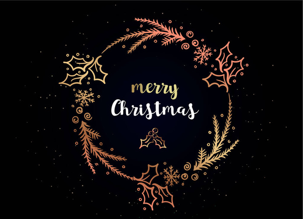 Merry Christmas and Happy New Year 2021 elegant golden frame.Shining festive golden banner.Collection of shiny and light modern frames with gold.Festive template design. - Vektor, obrázek