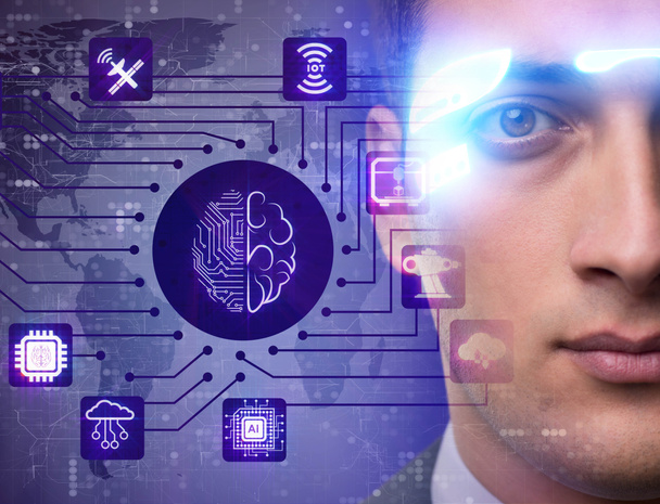 Концепция искусственного интеллекта с бизнесменом - Фото, изображение