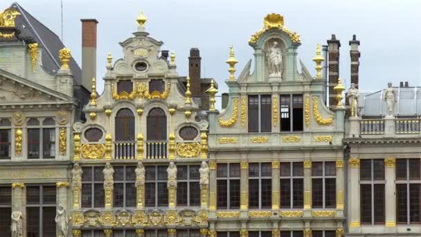 Architectural details at the Grand Place, Market Square of Brussels, Belgium. - Footage, Video