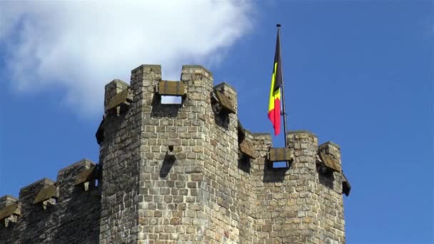 Close up view of Gravensteen Castle in Ghent, Gent, Belgium. - Footage, Video