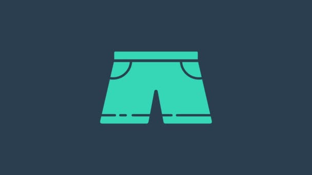 Turquoise Swimming trunks icon isolated on blue background. 4K Video motion graphic animation - Footage, Video