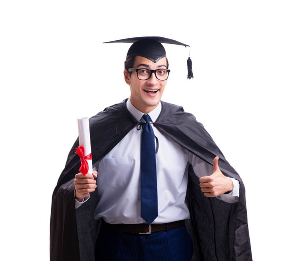 Estudiante graduado aislado sobre fondo blanco - Foto, imagen