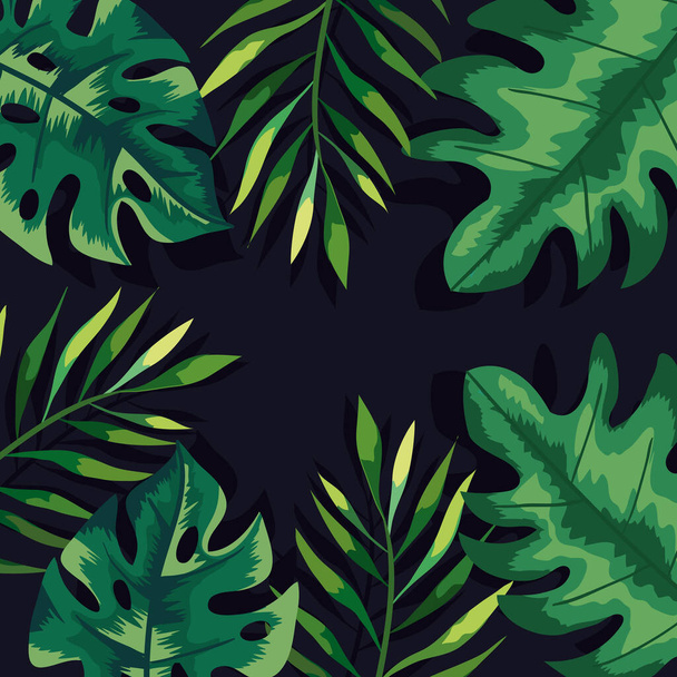 groene bladeren en takken patroon achtergrond - Vector, afbeelding