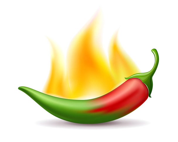 Chili poivrons rouge dégradé feu vert chaud, design isolé sur fond blanc, illustration vectorielle Eps 10 - Vecteur, image