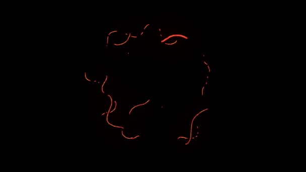 Efectos de transición de energía roja y naranja brillante en fondo negro - Imágenes, Vídeo