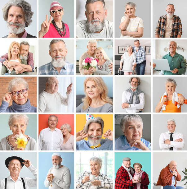 Collage of different elderly people - Photo, Image