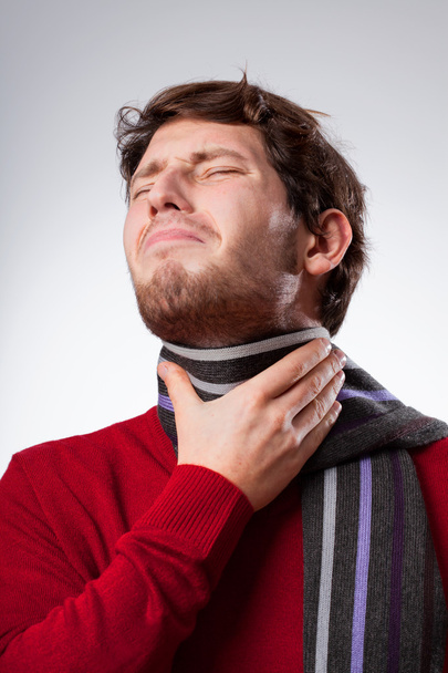 Man suffering from sore throat - 写真・画像