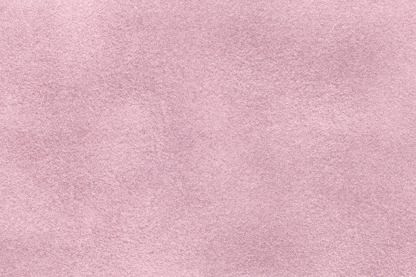 Fondo mate púrpura claro de tela de gamuza, primer plano. Textura de terciopelo de textil lila sin costura, macro. Estructura de fondo de tela de fieltro rosa. - Foto, imagen