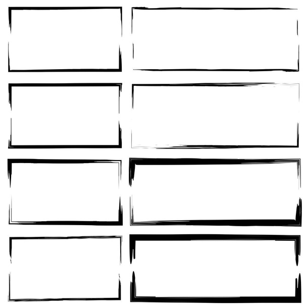 Rectangles in doodle style on white background. Grunge brush. Simple design. Stock image. EPS 10. - Vector, Image