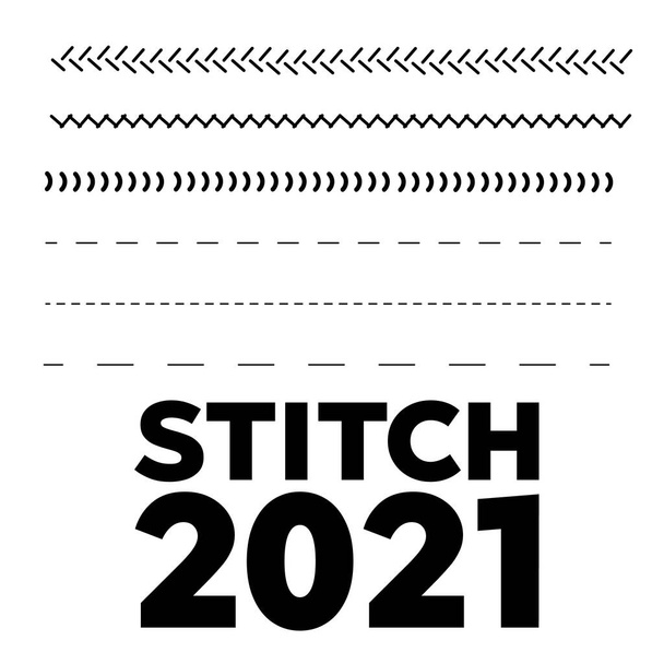 Softball, baseball red lace. Sewing machine stitches zig zag line  - Vector, Image