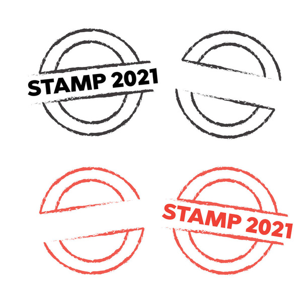 スタンプセット。レトロ切手とバッジのセット。グランジラバースタンプ。サークル切手,｜  - ベクター画像