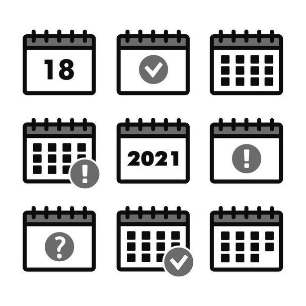 Icone del calendario vettoriale. Evento aggiungere eliminare le icone vettoriali progresso - Vettoriali, immagini