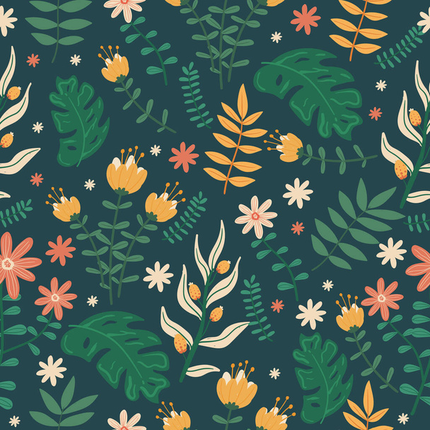Hand painted exotic floral seamless pattern - Vettoriali, immagini