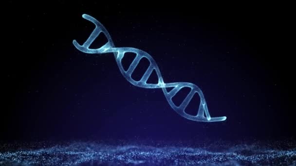DNA 3D animatie op donkere achtergrond. Begrippen wetenschap en geneeskunde. - Video