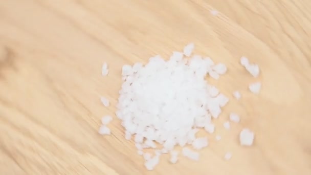 White sea salt close up rotates. Selective focus. - Footage, Video