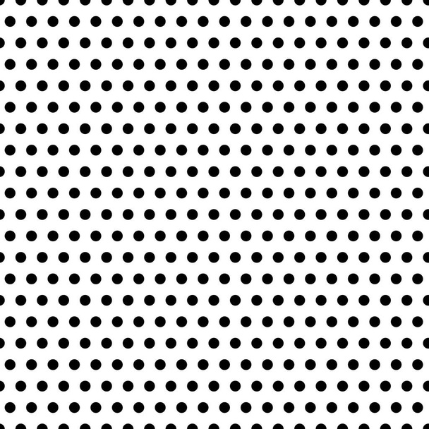 nahtloser Hintergrund mit schwarzen Punkten auf weißem Hintergrund. Punktevektormuster. - Vektor, Bild