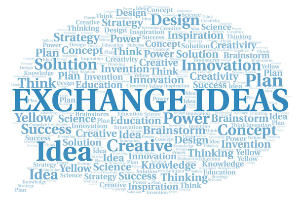 Exchange Ideas typography word cloud create with text only. - Photo, Image