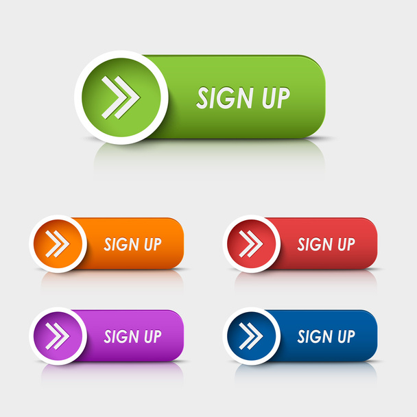 Colored rectangular web buttons sign up - Vector, Image