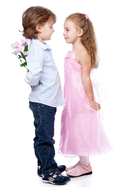 Little boy and girl in love - Фото, зображення