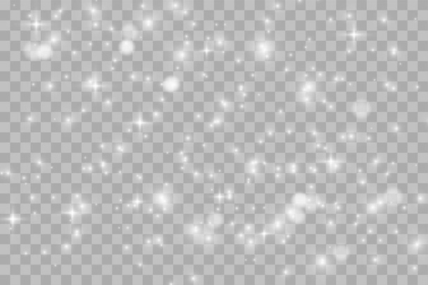 Λευκό λαμπερό φως αποτέλεσμα απομονώνονται σε διαφανές φόντο. Λαμπερή φωτοβολίδα. Μαγικά σωματίδια σκόνης γκλίτερ. Έσκασε ένα αστέρι με λάμψη. Εικονογράφηση διανύσματος - Διάνυσμα, εικόνα