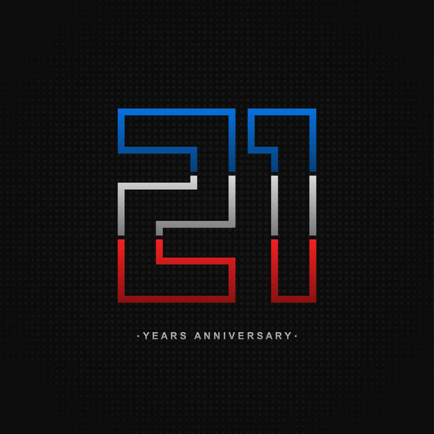21 years anniversary celebration and years old congrats, colorful logotype. Number icon vector template - Vector, Image