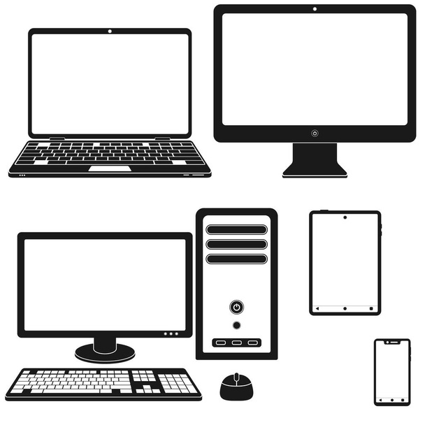 Векторний дизайн смартфона планшетного комп'ютера Silhouette, все на білому тлі
 - Вектор, зображення