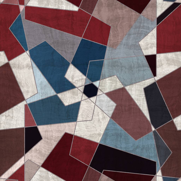 Seamless ornate aged geometric tile pattern motif - Photo, Image