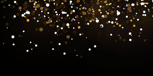 Noël tombant lumières dorées. Magie abstraite poussière d'or et éblouissement. Fête de Noël background.Abstract particules d'or et de paillettes sur un fond noir. - Vecteur, image