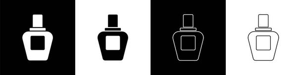 Setzen Sie das Parfüm-Symbol isoliert auf schwarz-weißem Hintergrund. Vektor. - Vektor, Bild