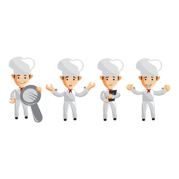 Creación de personajes Chef Plantilla de ilustración Pose - Vector, Imagen